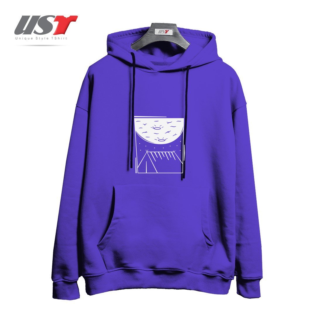 طرح CAMPING MOON هودی اورسایزرنگ بنفش