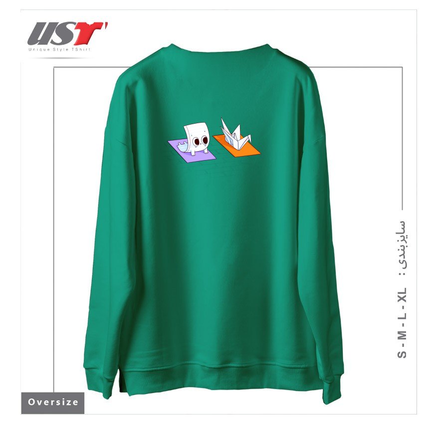 طرح YOGA CLASS سوییشرت اورسایزرنگ سبز سدری