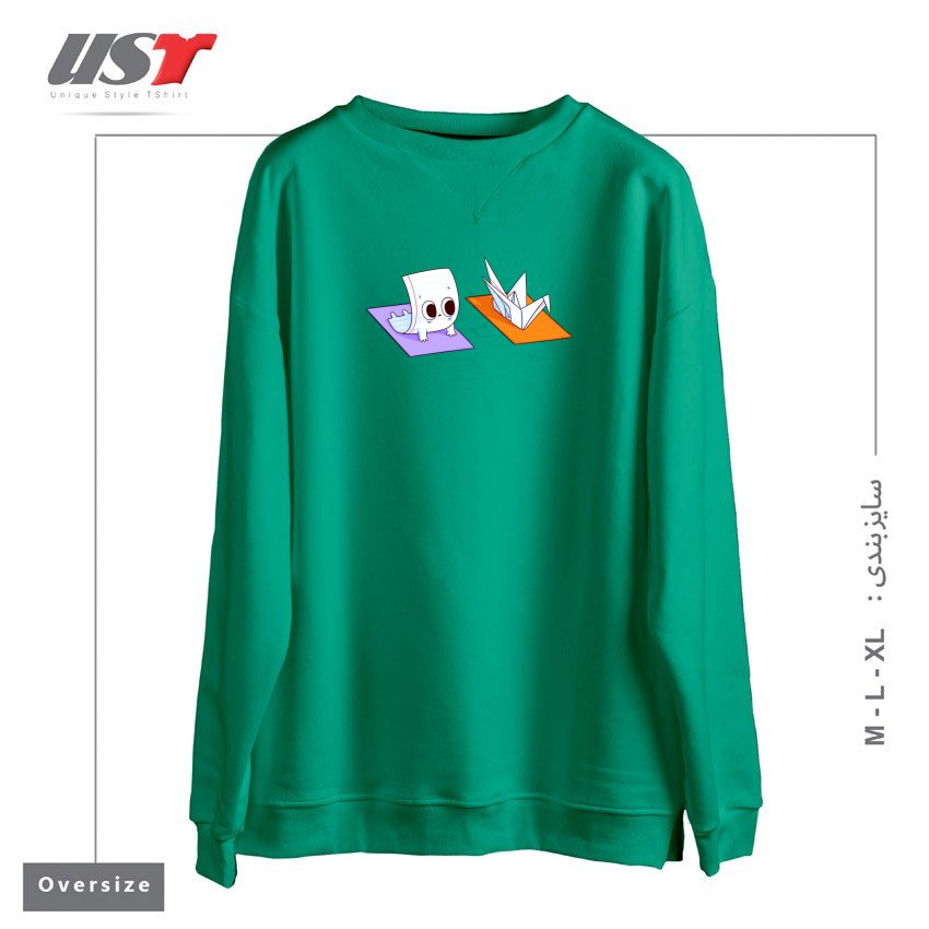 طرح YOGA CLASS سوییشرت اورسایزرنگ سبز سدری