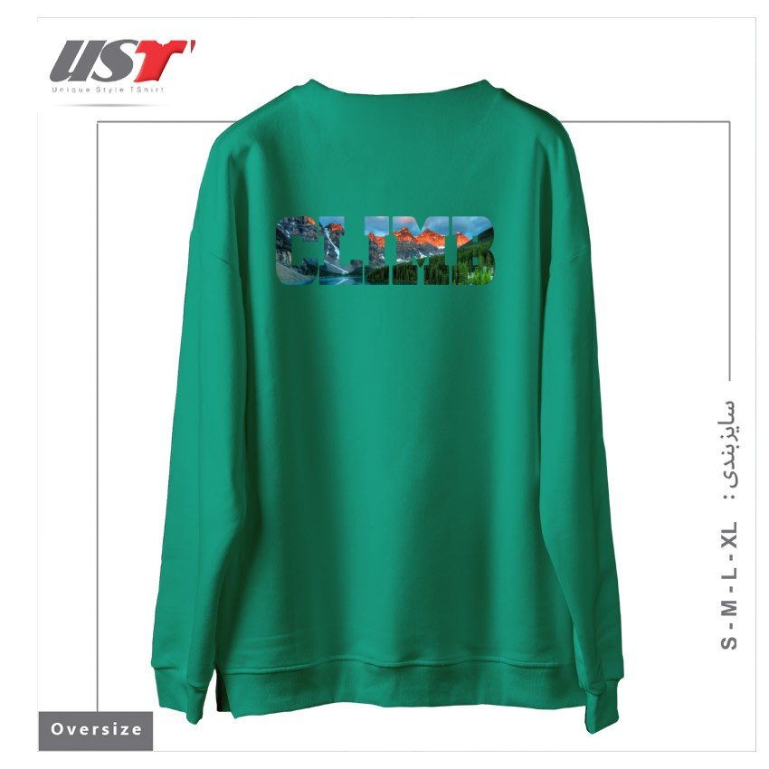 طرح CLIMB - LAKE LOUISE سوییشرت اورسایزرنگ سبز سدری