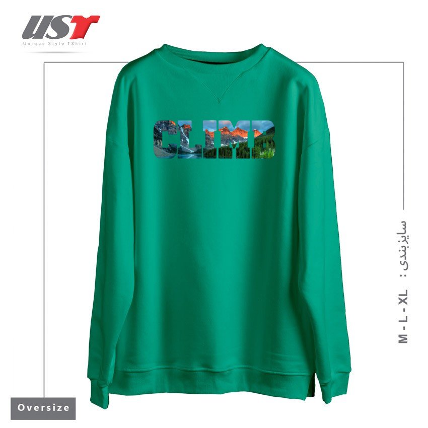 طرح CLIMB - LAKE LOUISE سوییشرت اورسایزرنگ سبز سدری