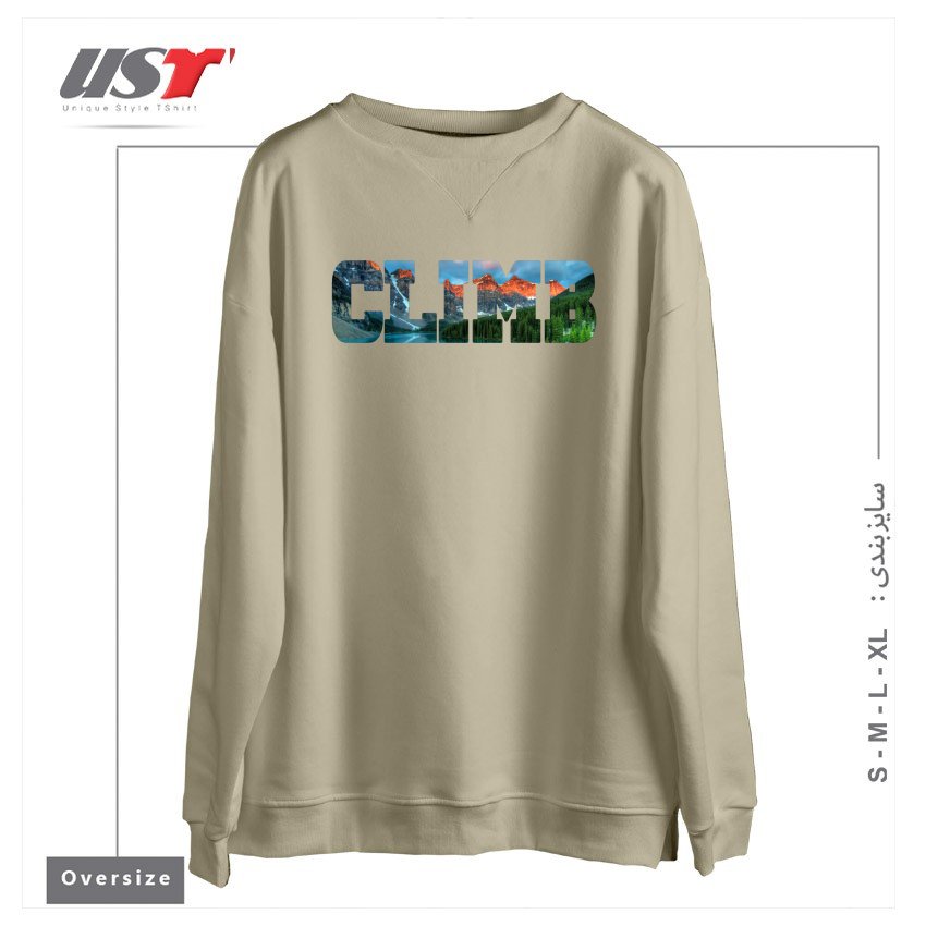 سوییشرت اورسایز طرح CLIMB - LAKE LOUISE