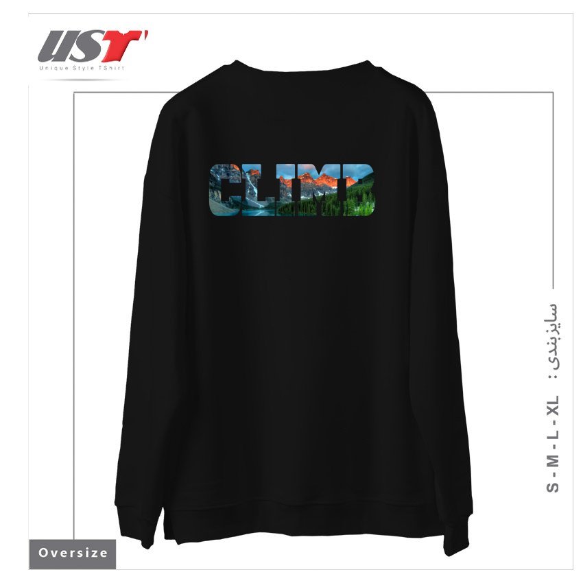طرح CLIMB - LAKE LOUISE سوییشرت اورسایزرنگ مشکی