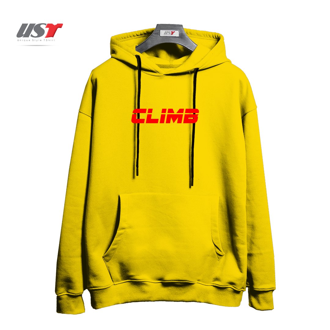 طرح CLIMB01 هودی اورسایزرنگ زرد