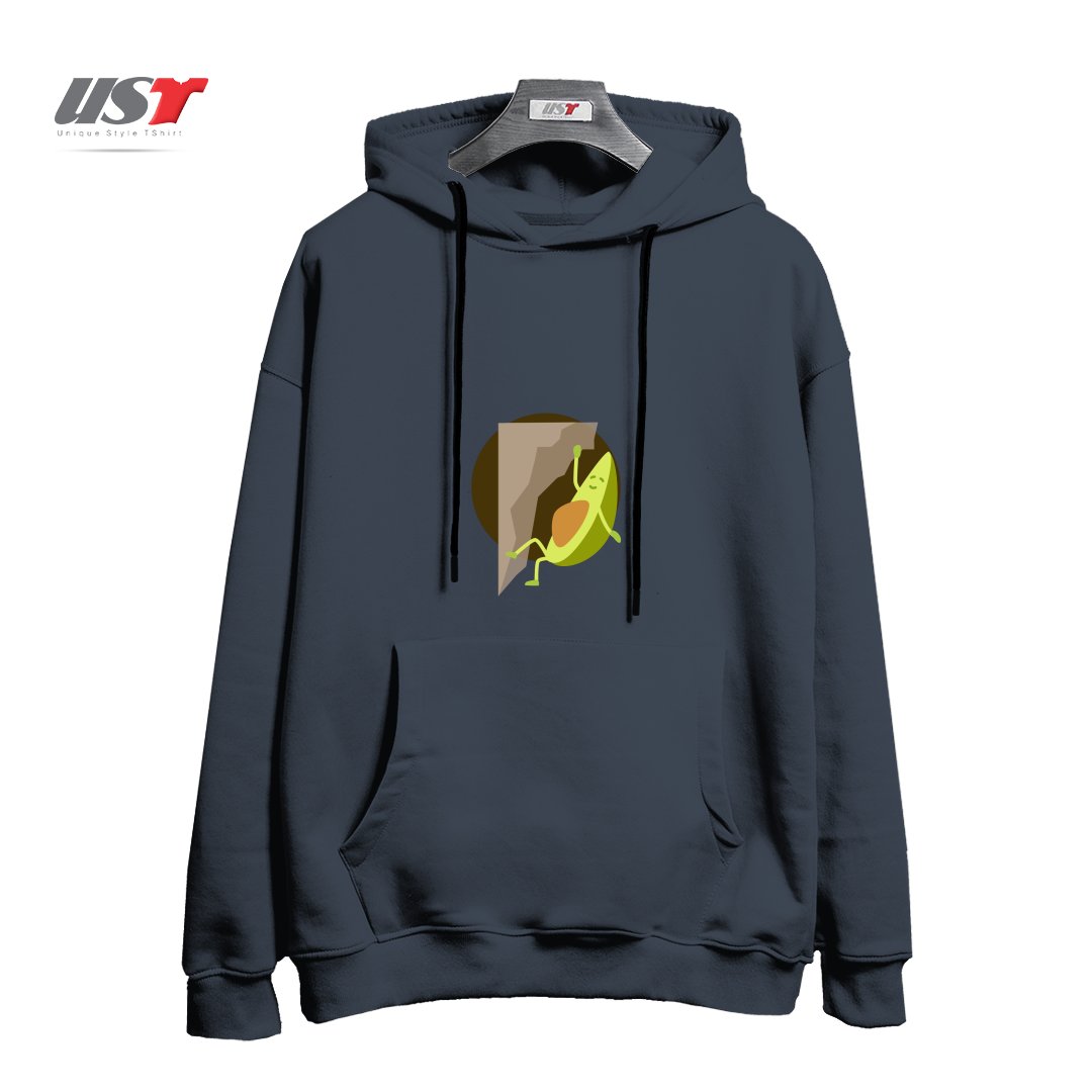 طرح CLIMBING AVOCADO هودی اورسایزرنگ دودی