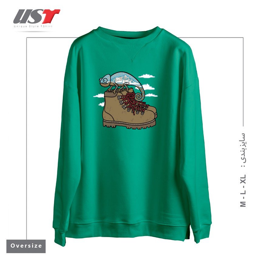 طرح CLIMBING سوییشرت اورسایزرنگ سبز سدری