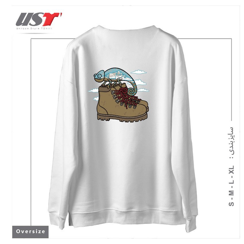 طرح CLIMBING سوییشرت اورسایزرنگ سفید