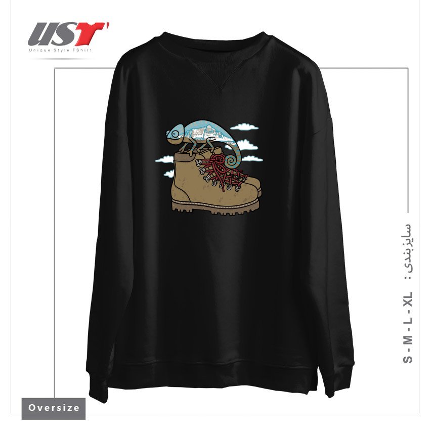 طرح CLIMBING سوییشرت اورسایزرنگ مشکی