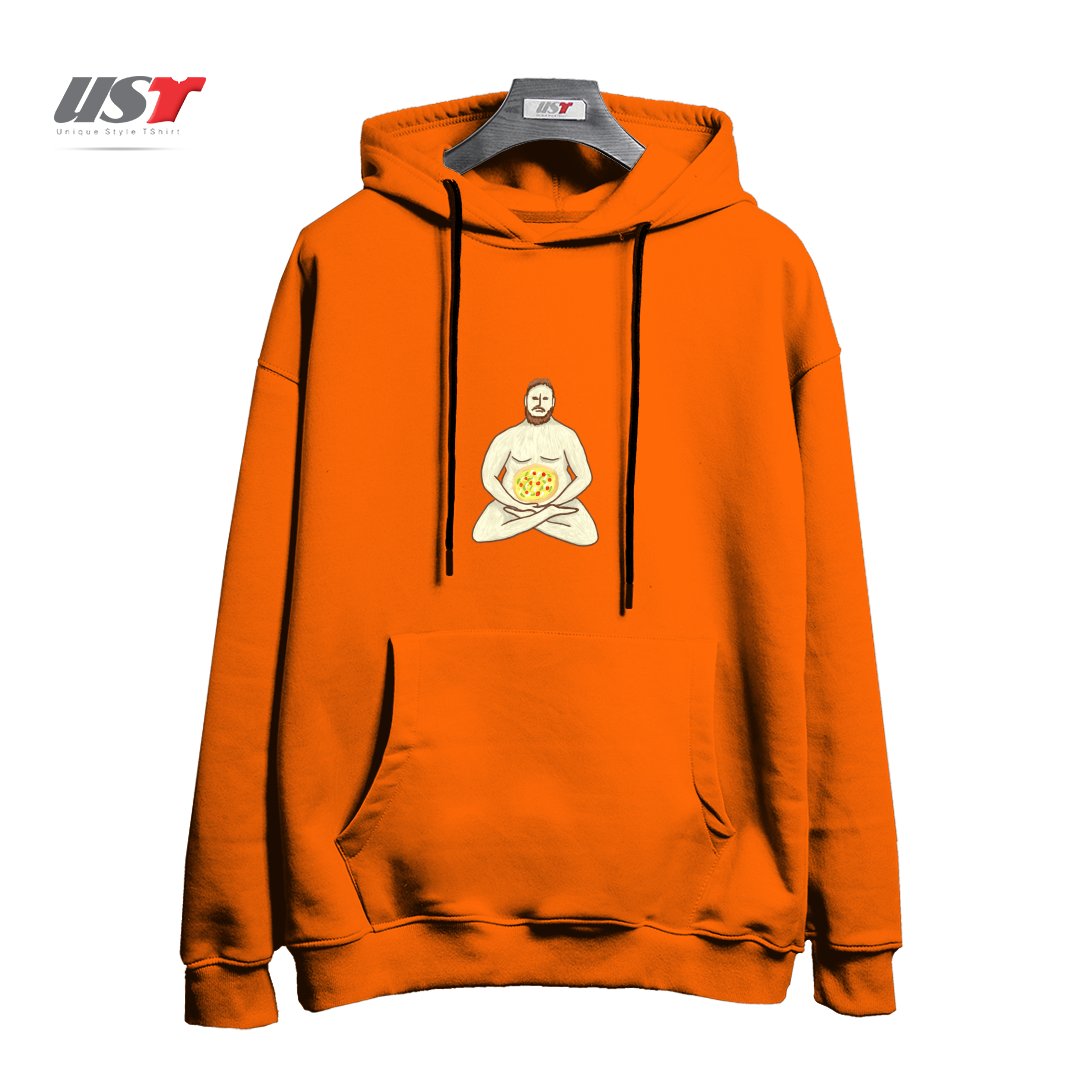 طرح YOGA PIZZA هودی اورسایزرنگ نارنجی