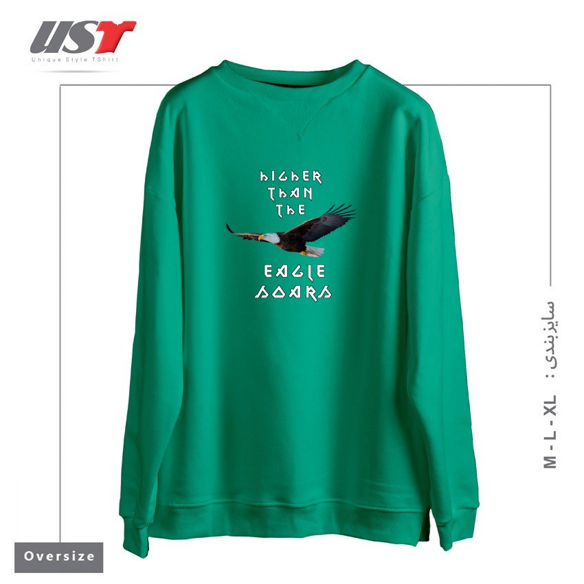 سوییشرت اورسایز طرح HIGHER THAN THE EAGLE SOARS