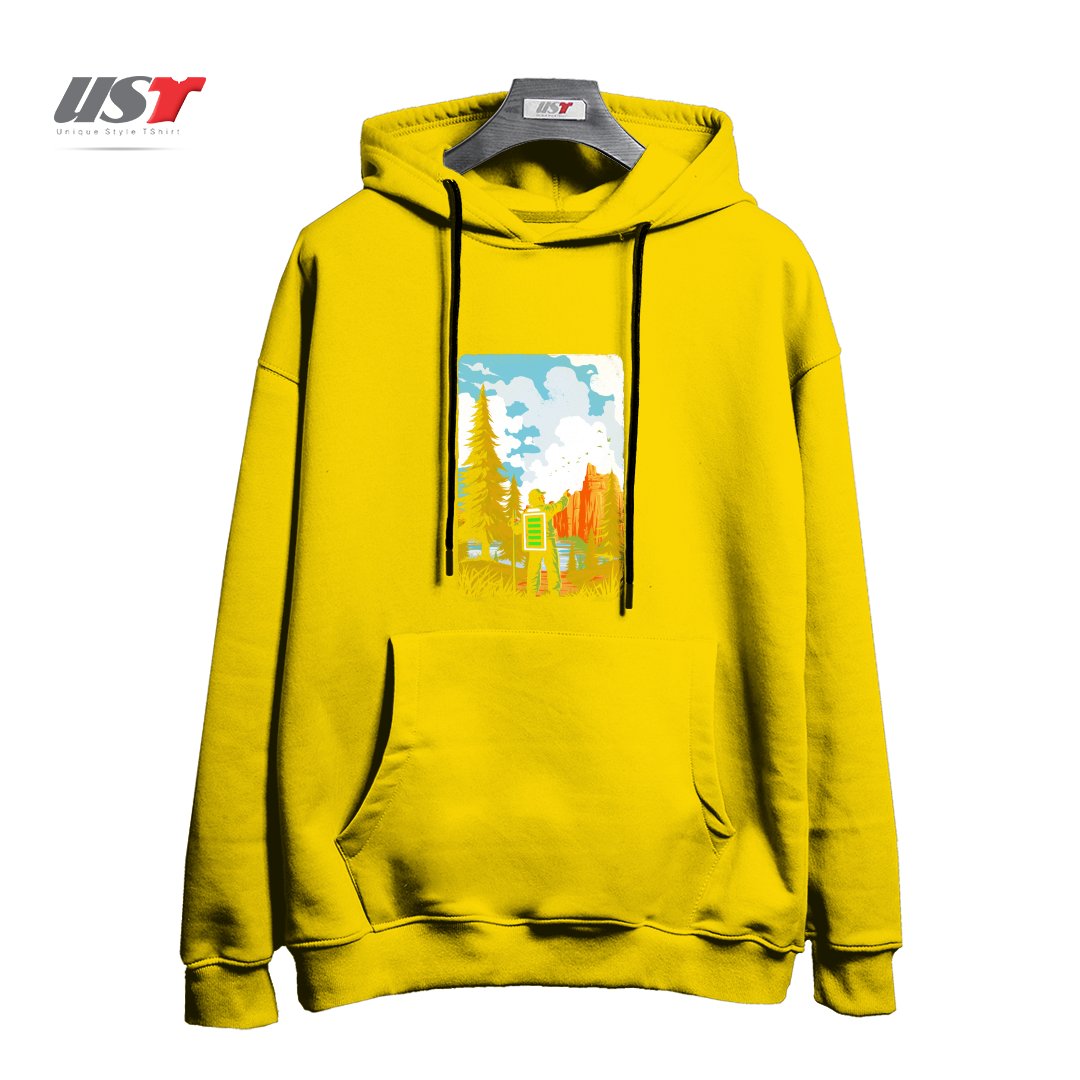 هودی اورسایز طرح HIKING RECHARGING IN NATURE OUTDOOR BATTERY2121