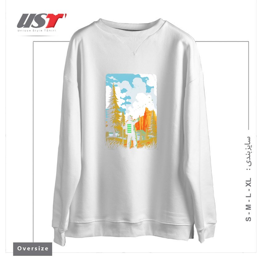 سوییشرت اورسایز طرح HIKING RECHARGING IN NATURE OUTDOOR BATTERY2121