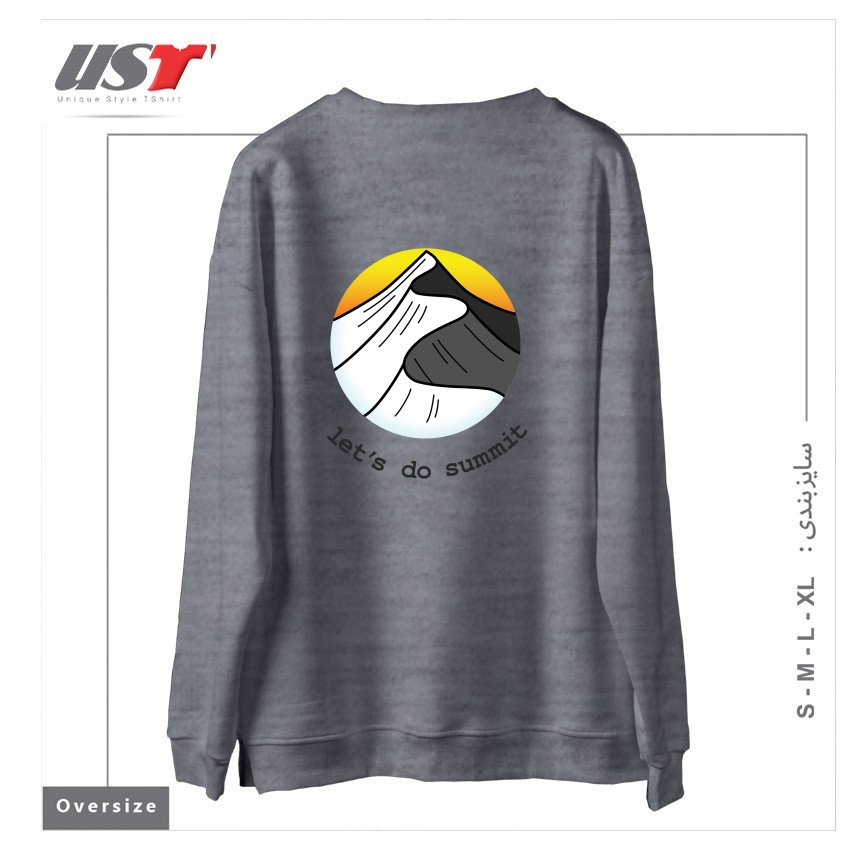 طرح LET'S DO SUMMIT (ON LIGHT) سوییشرت اورسایزرنگ طوسی ملانژ