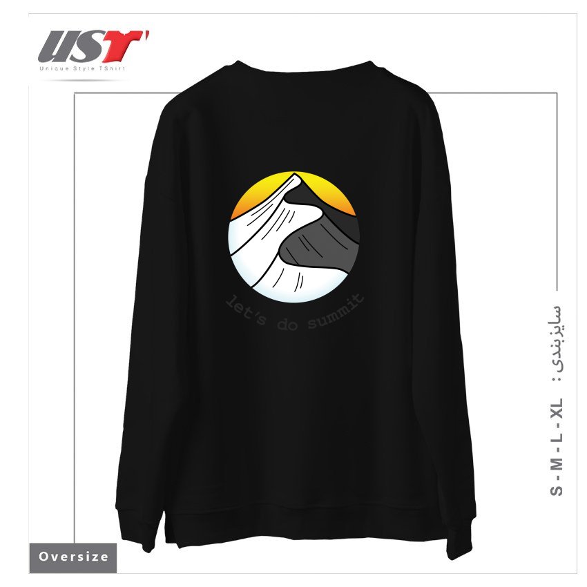 طرح LET'S DO SUMMIT (ON LIGHT) سوییشرت اورسایزرنگ مشکی