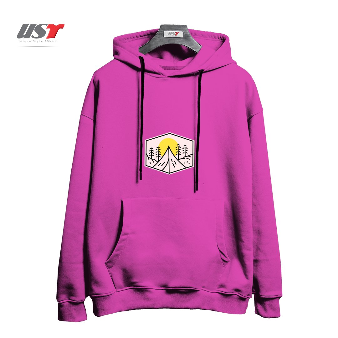 طرح MOUNTAIN PEAK هودی اورسایزرنگ صورتی