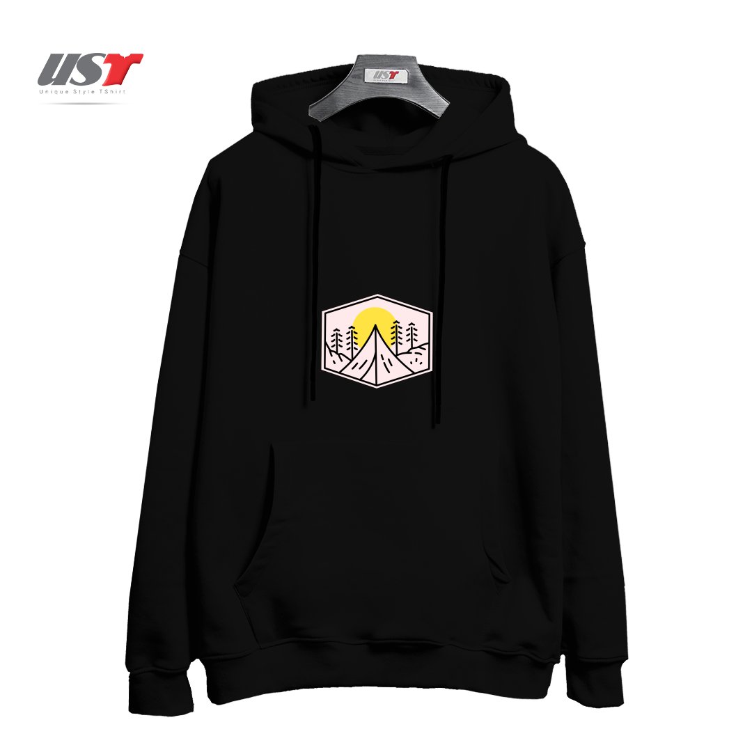 طرح MOUNTAIN PEAK هودی اورسایزرنگ مشکی