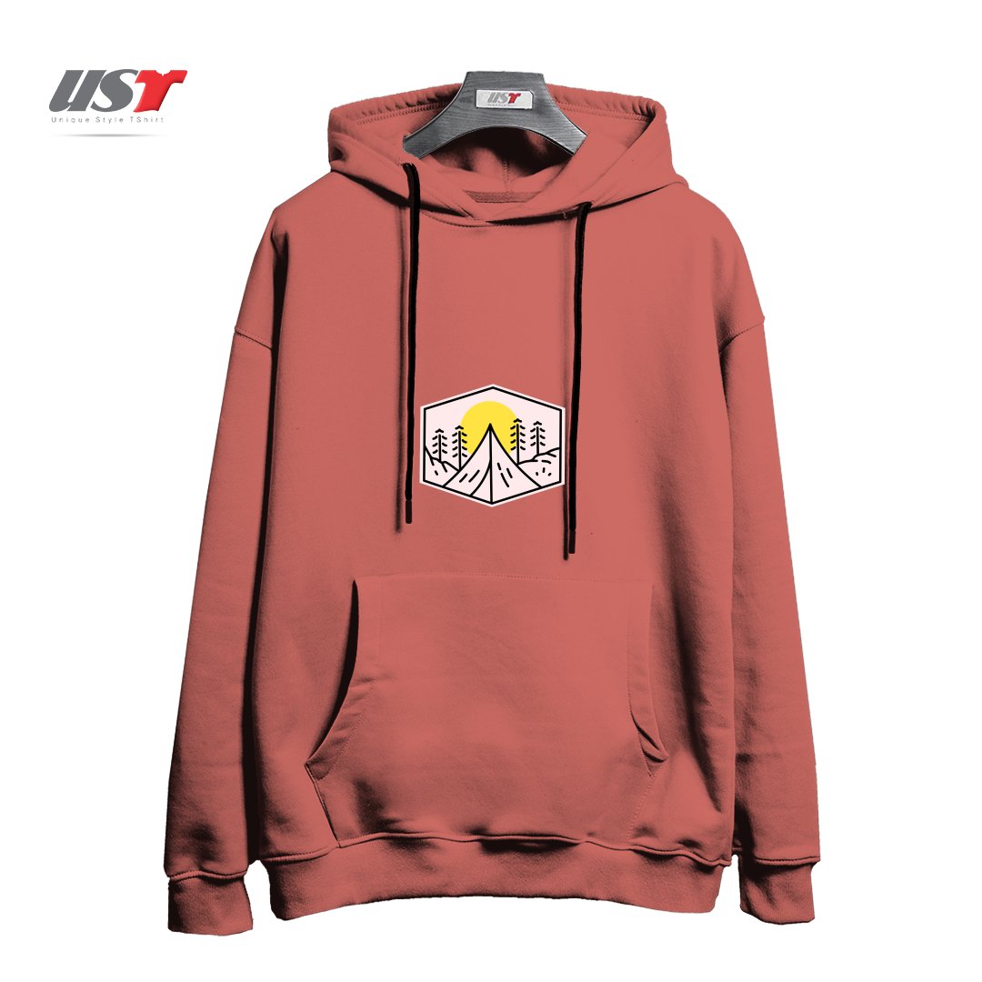 طرح MOUNTAIN PEAK هودی اورسایزرنگ آجری