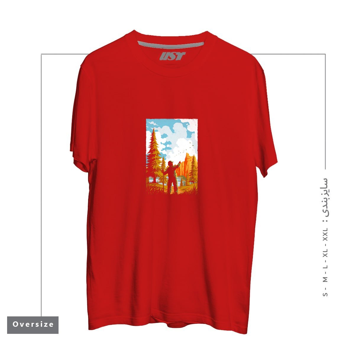 طرح NATIONAL PARK TRADITIONAL DESIGN1165415 تیشرت اورسایزرنگ قرمز