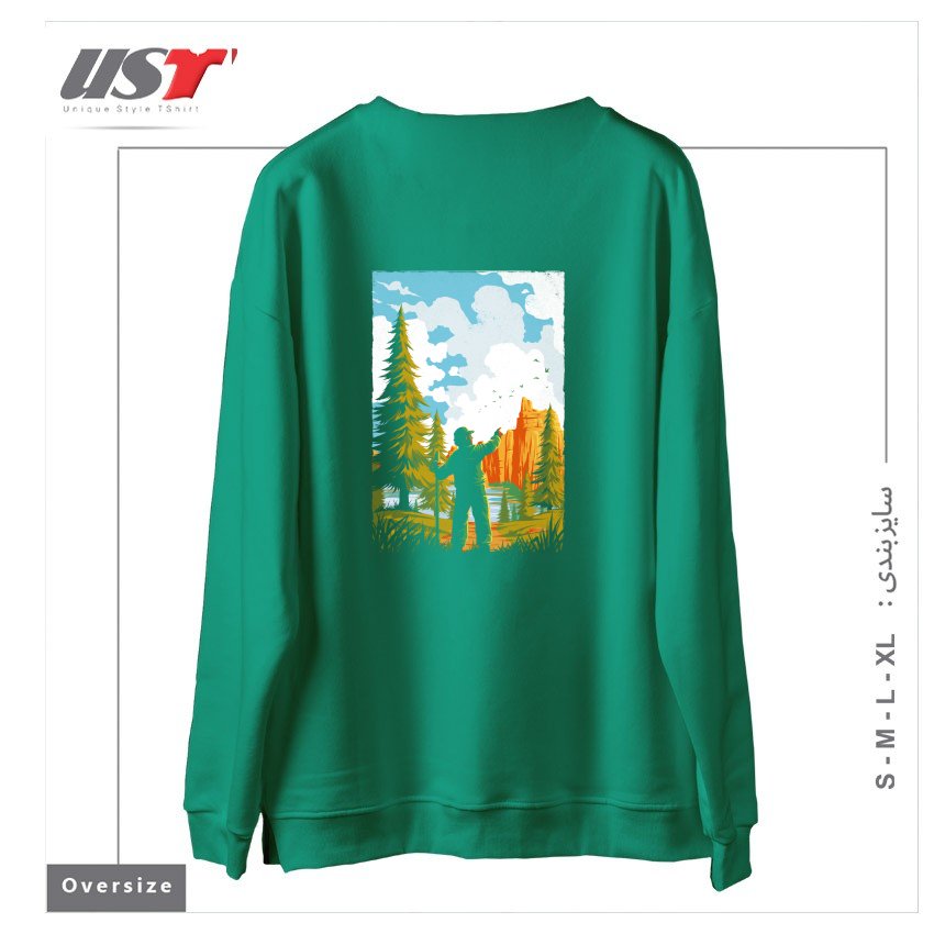 طرح NATIONAL PARK TRADITIONAL DESIGN1165415 سوییشرت اورسایزرنگ سبز سدری