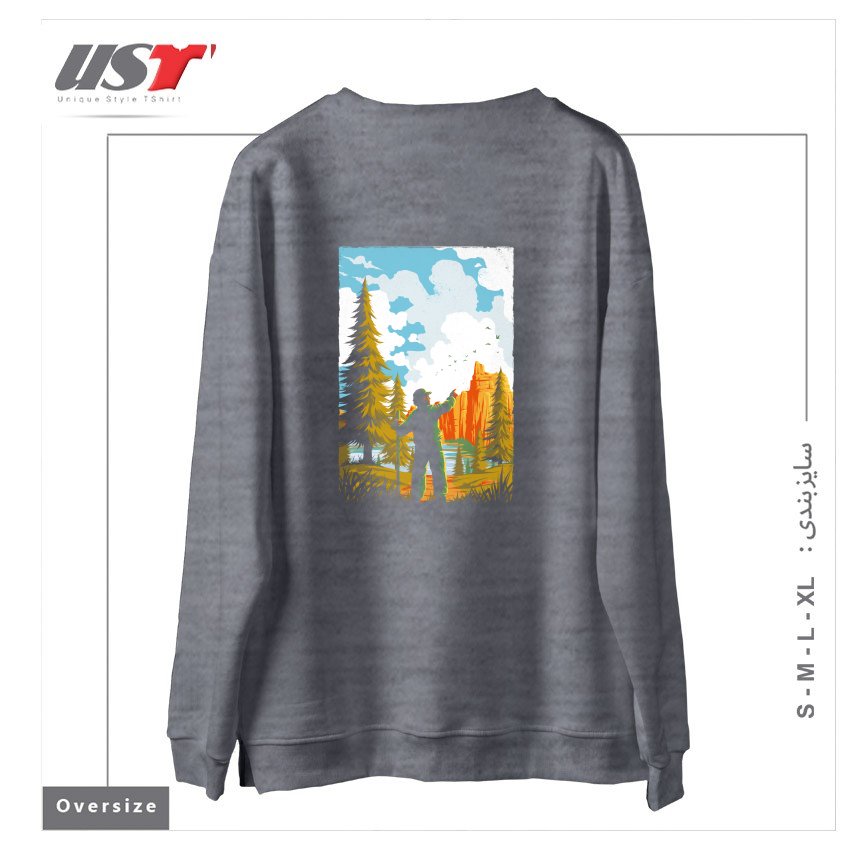 طرح NATIONAL PARK TRADITIONAL DESIGN1165415 سوییشرت اورسایزرنگ طوسی ملانژ