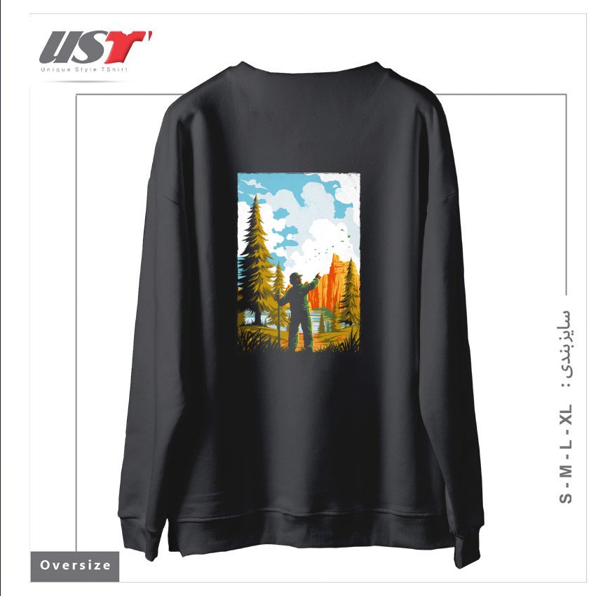 طرح NATIONAL PARK TRADITIONAL DESIGN1165415 سوییشرت اورسایزرنگ دودی