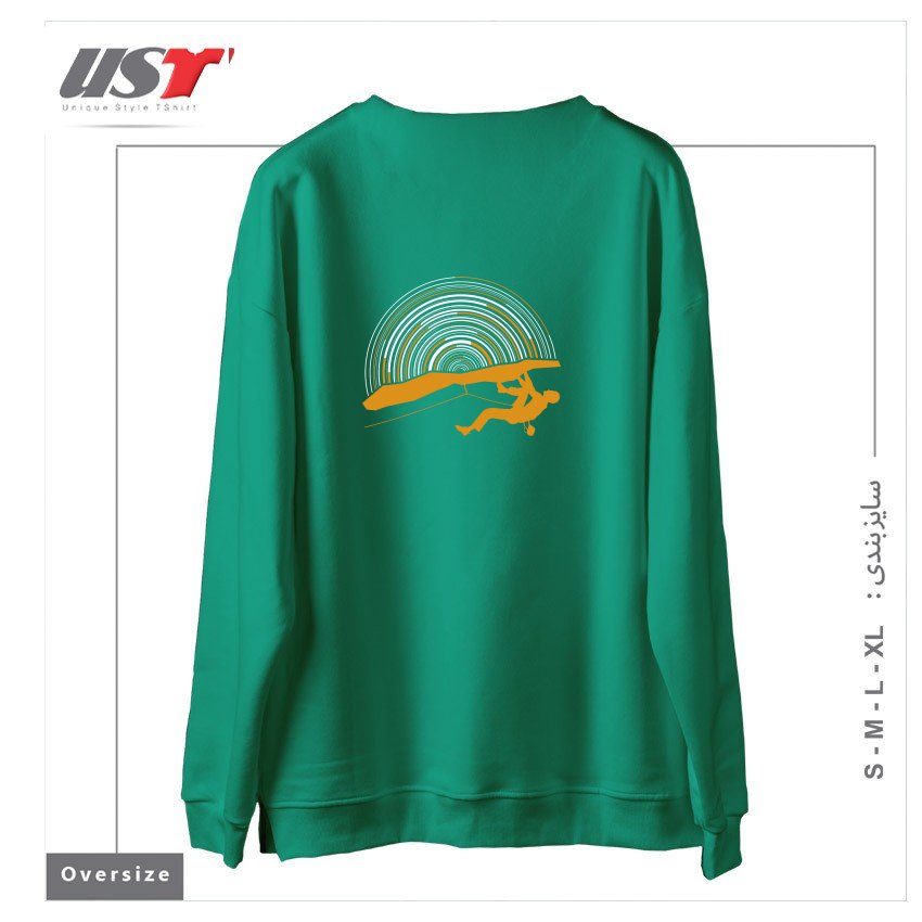 طرح NIGHT CLIMBER سوییشرت اورسایزرنگ سبز سدری