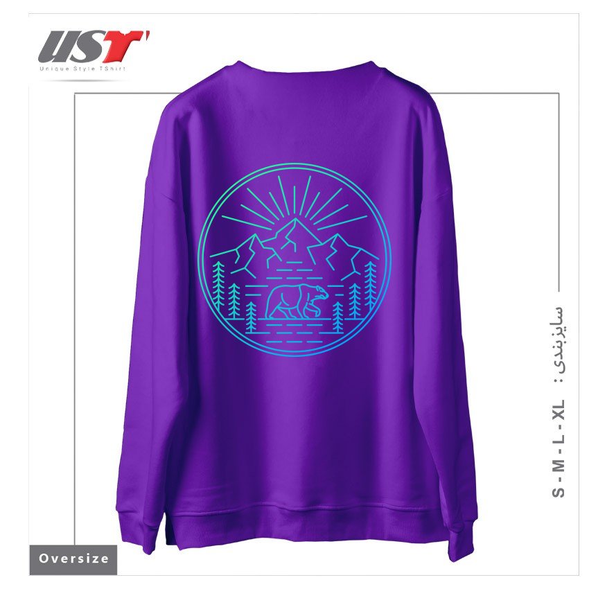 طرح WILDERNESS BEAR سوییشرت اورسایزرنگ بنفش