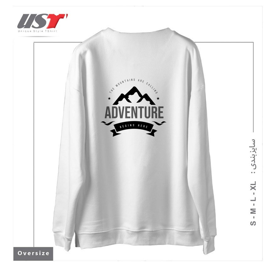طرح THE MOUNTAINS ARE CALLING T-SHIRT سوییشرت اورسایزرنگ سفید