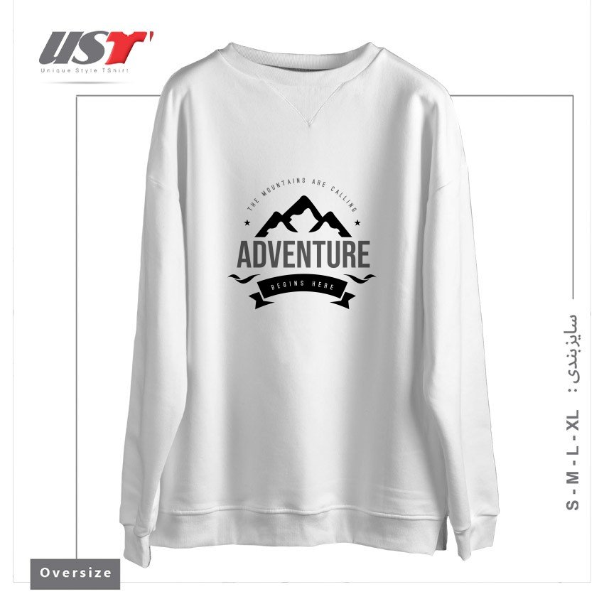 طرح THE MOUNTAINS ARE CALLING T-SHIRT سوییشرت اورسایزرنگ سفید