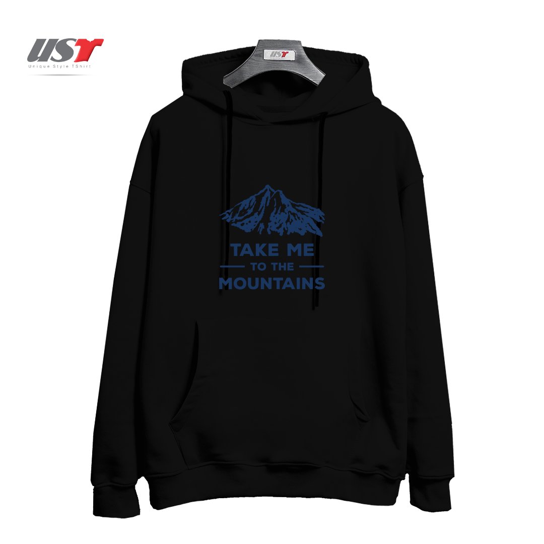 طرح TAKE ME TO THE MOUNTAINS T-SHIRT هودی اورسایزرنگ مشکی