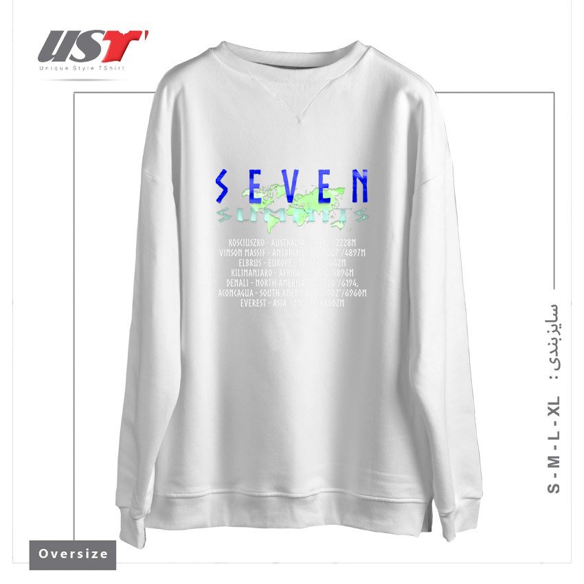 طرح SEVEN SUMMITS سوییشرت اورسایزرنگ سفید