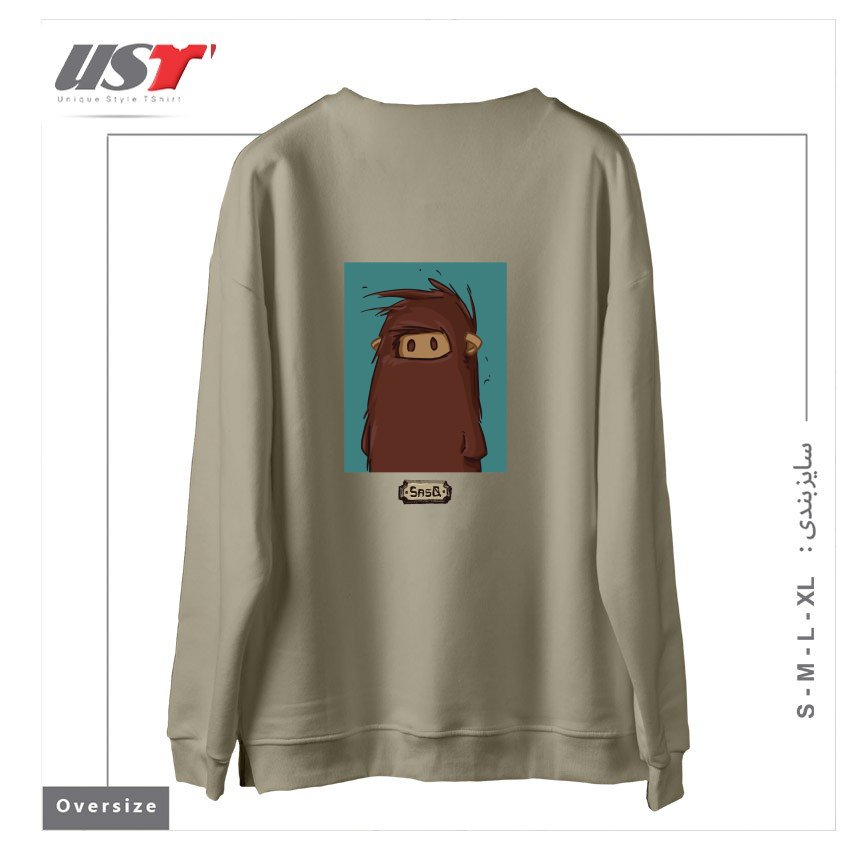 طرح SASQ PORTRAIT - FROM SASQANDYETI.CA سوییشرت اورسایزرنگ نخودی