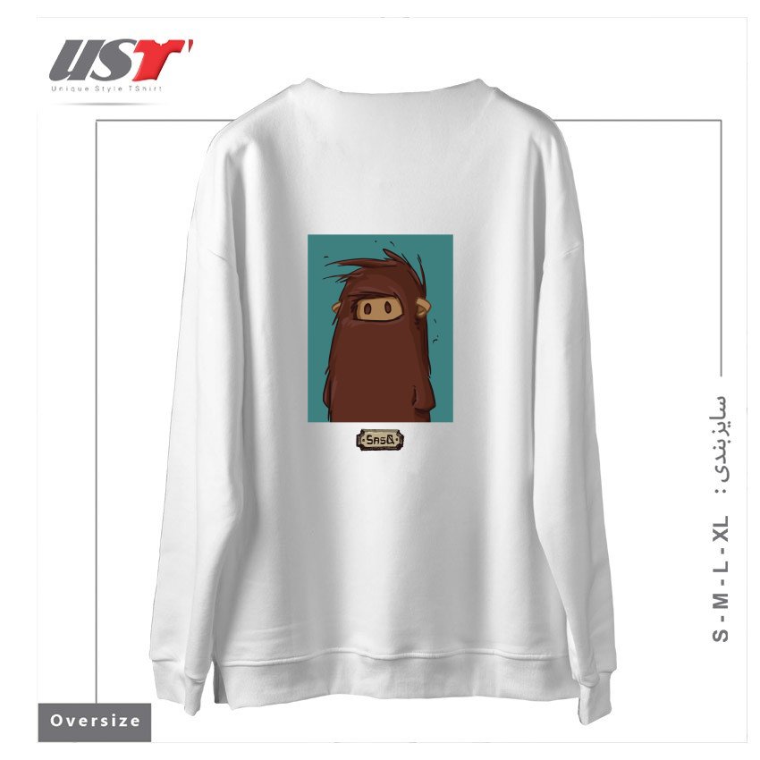 طرح SASQ PORTRAIT - FROM SASQANDYETI.CA سوییشرت اورسایزرنگ سفید