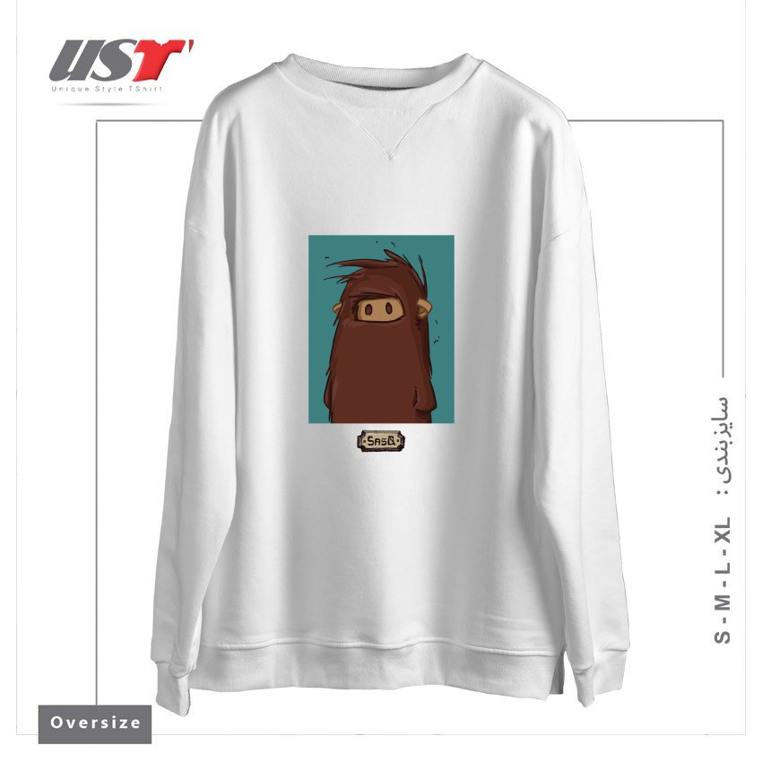 طرح SASQ PORTRAIT - FROM SASQANDYETI.CA سوییشرت اورسایزرنگ سفید