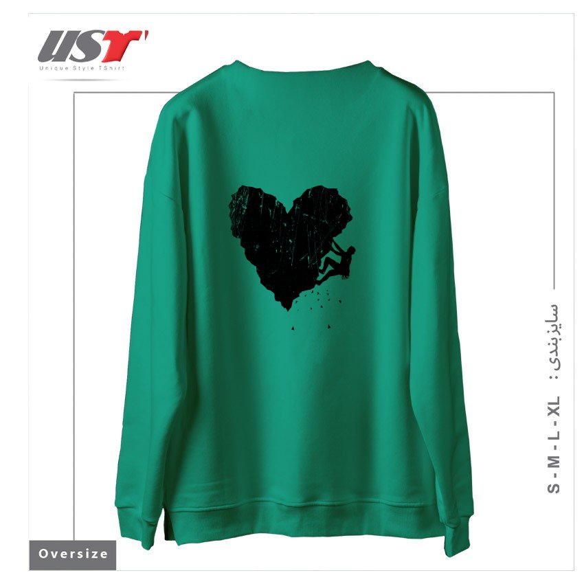 طرح PEAK OF LOVE115 سوییشرت اورسایزرنگ سبز سدری