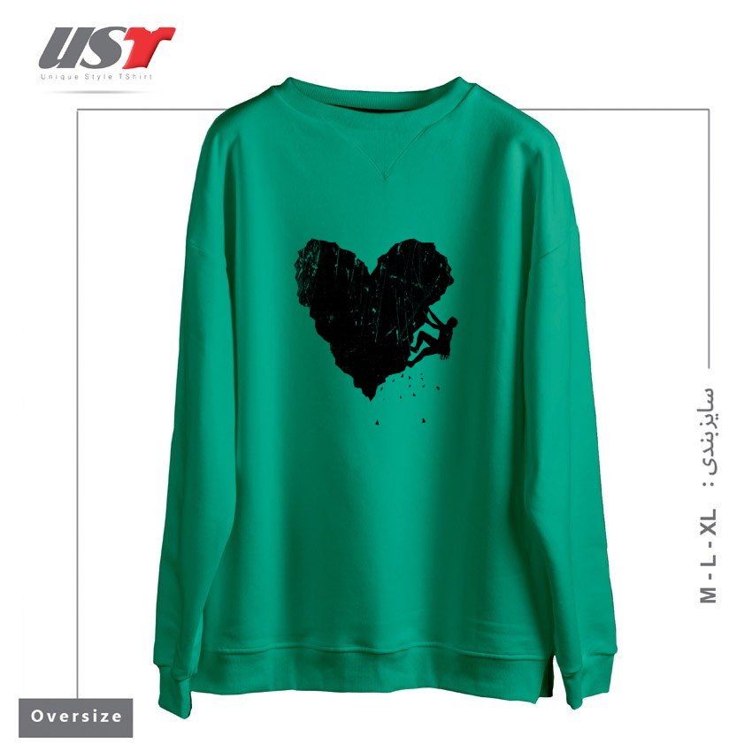 طرح PEAK OF LOVE115 سوییشرت اورسایزرنگ سبز سدری