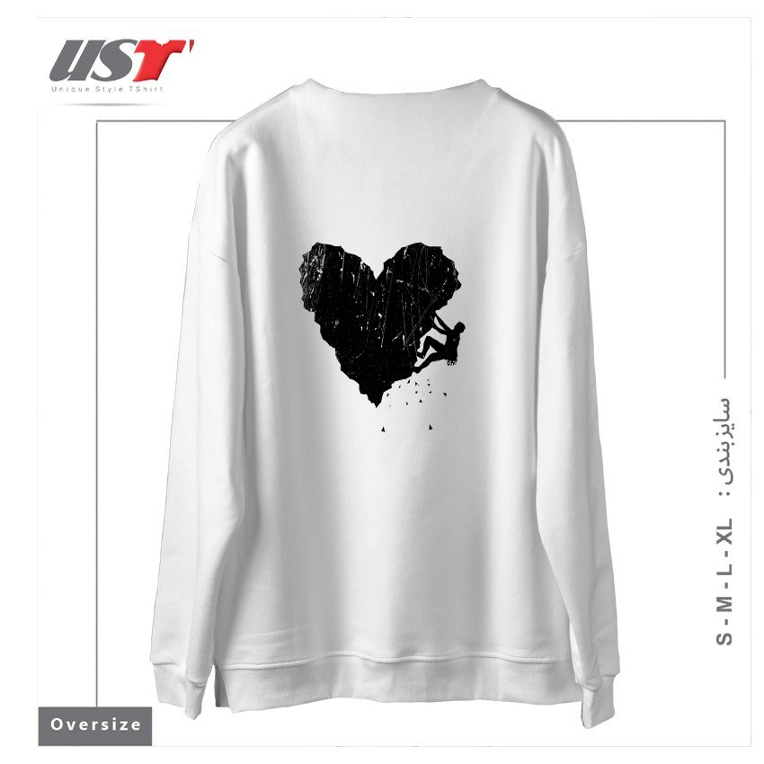 طرح PEAK OF LOVE115 سوییشرت اورسایزرنگ سفید