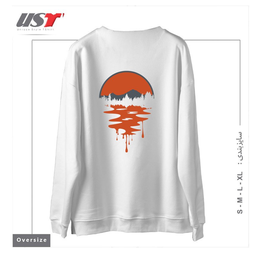 طرح OUTDOOR SUNSET سوییشرت اورسایزرنگ سفید