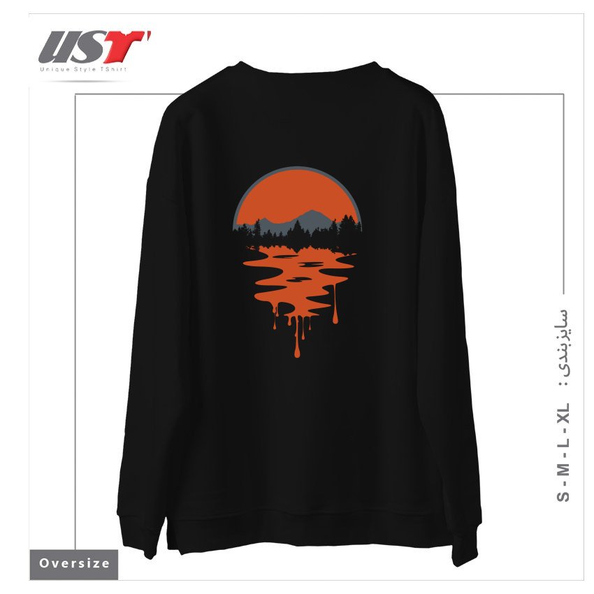 طرح OUTDOOR SUNSET سوییشرت اورسایزرنگ مشکی