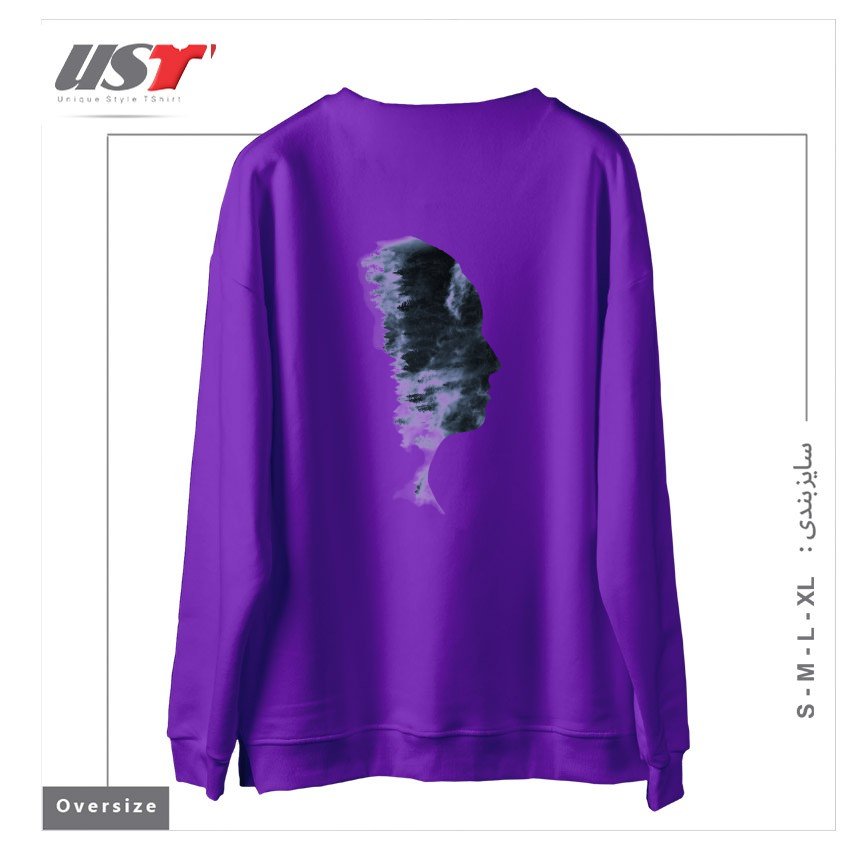 طرح OUTDOOR PROFILE سوییشرت اورسایزرنگ بنفش