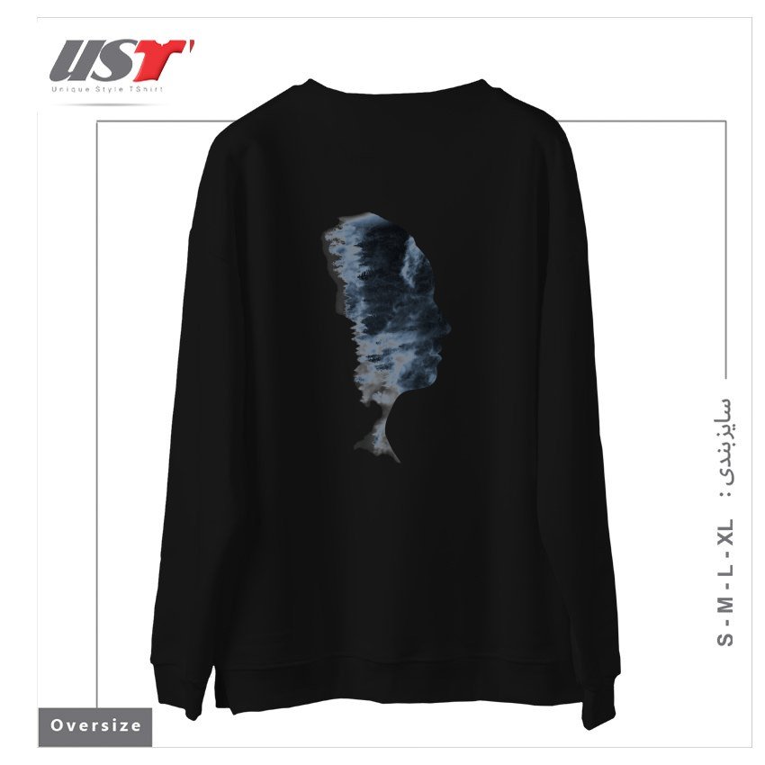 طرح OUTDOOR PROFILE سوییشرت اورسایزرنگ مشکی