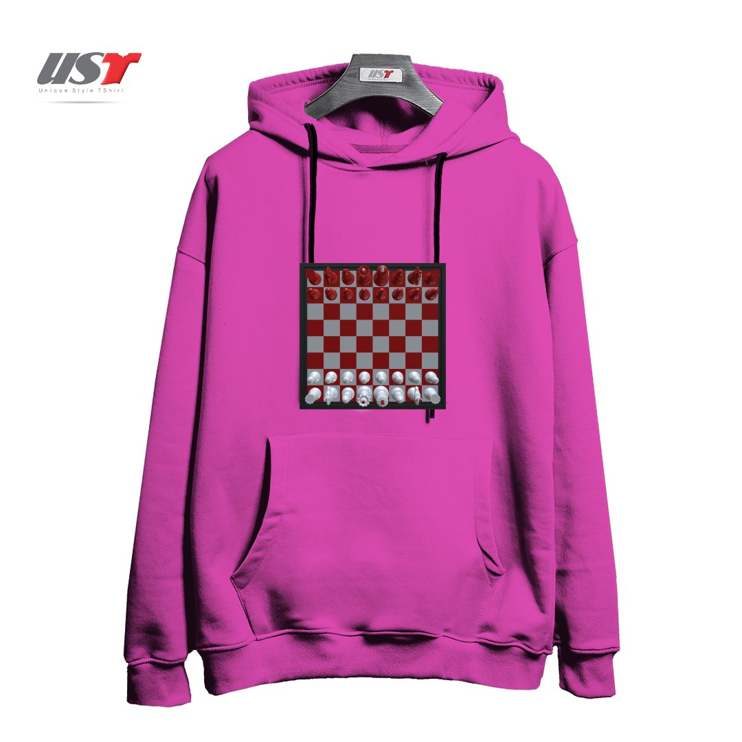 طرح CHESS #1 هودی اورسایزرنگ صورتی