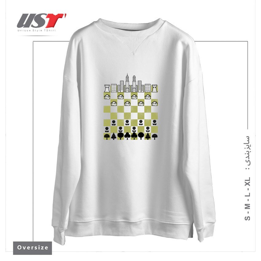 طرح CITY FOREST CHESS VINTAGE GAME سوییشرت اورسایزرنگ سفید