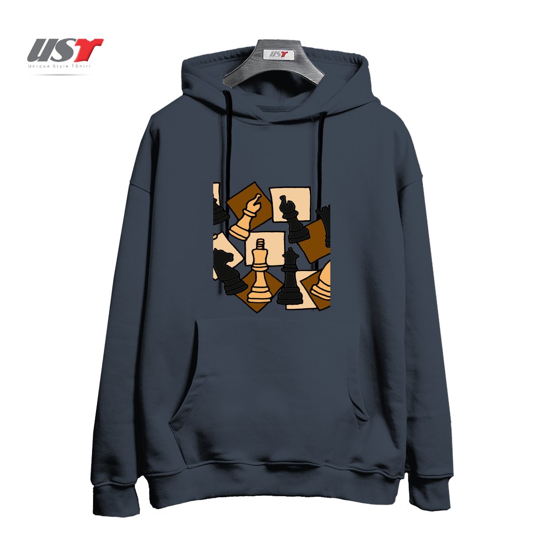 طرح COOL CHESS PIECES CHESS GAME ABSTRACT ART هودی اورسایزرنگ دودی