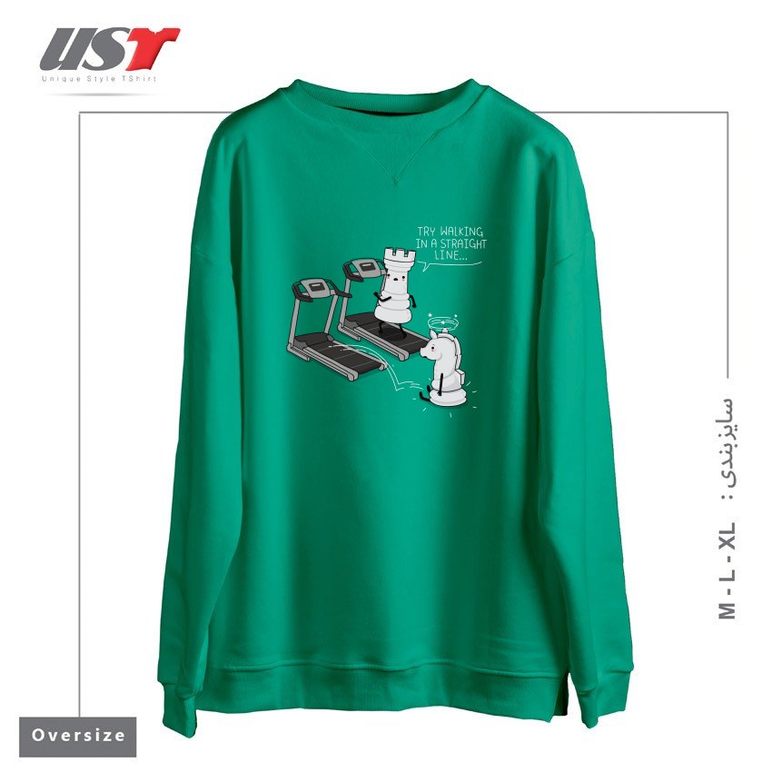 طرح IN A STRAIGHT LINE سوییشرت اورسایزرنگ سبز سدری