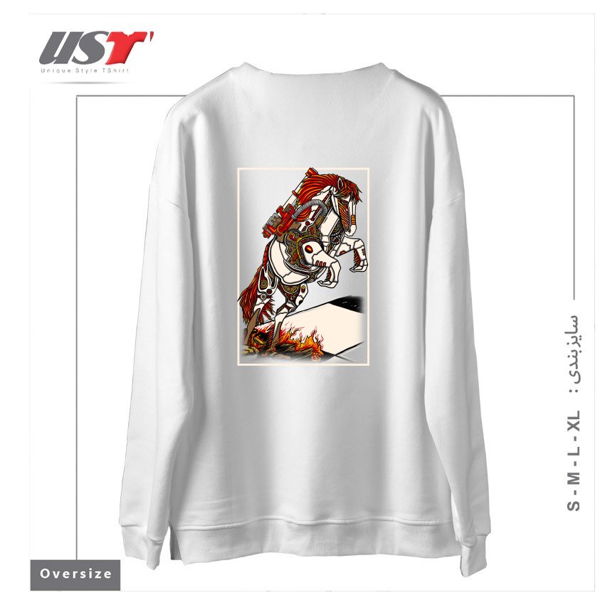 طرح THE DARKNESS KNIGHT سوییشرت اورسایزرنگ سفید