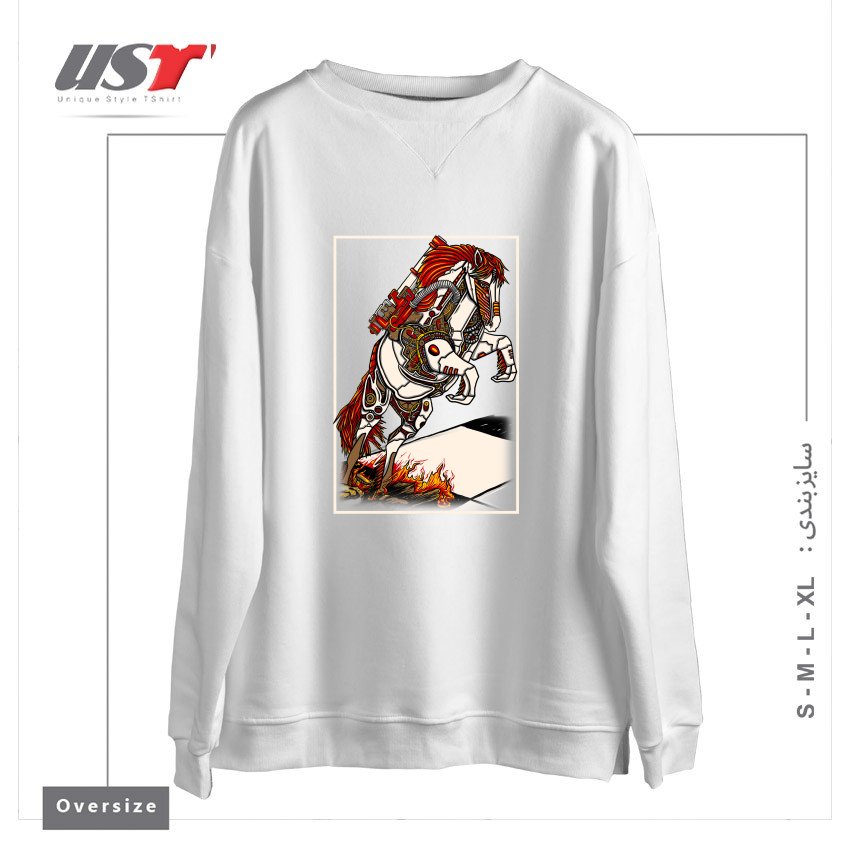 طرح THE DARKNESS KNIGHT سوییشرت اورسایزرنگ سفید