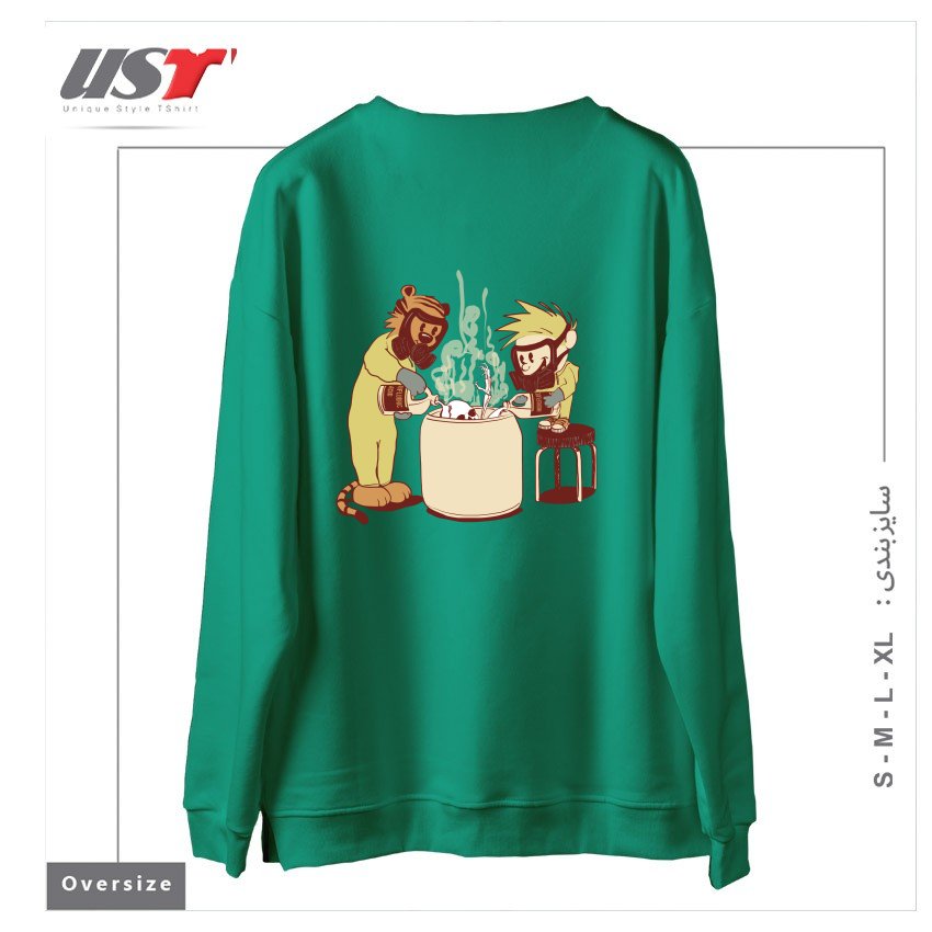 طرح (DIS)SOLVING THE MATTER سوییشرت اورسایزرنگ سبز سدری