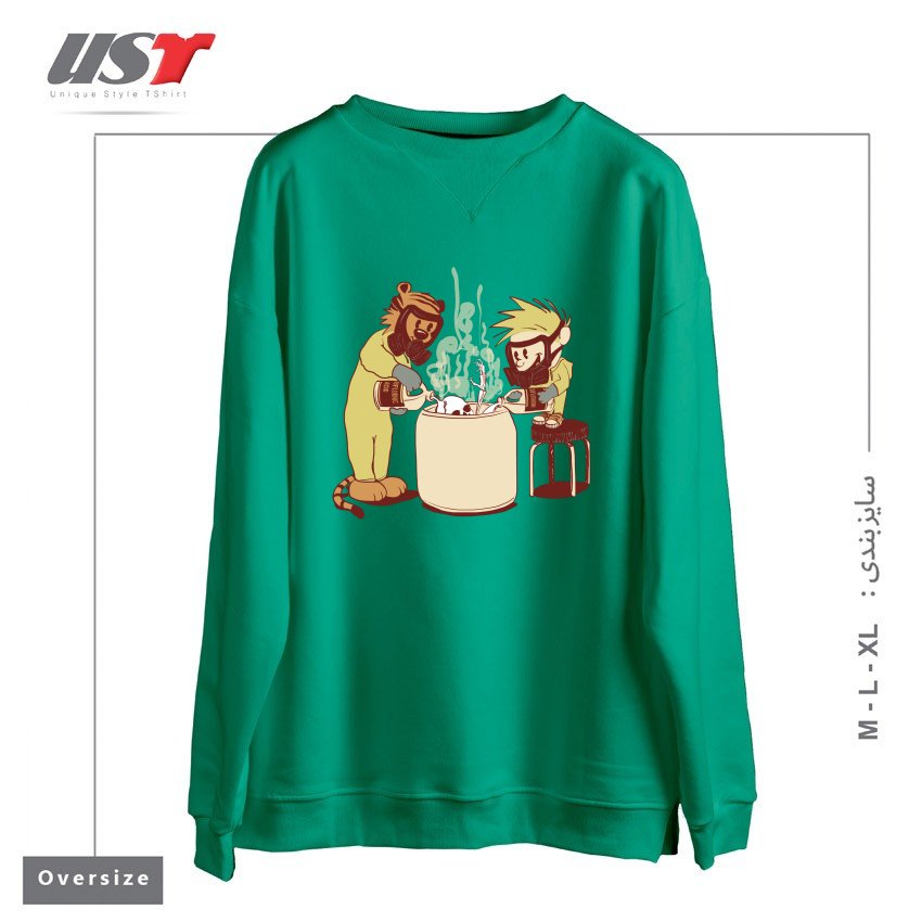 طرح (DIS)SOLVING THE MATTER سوییشرت اورسایزرنگ سبز سدری