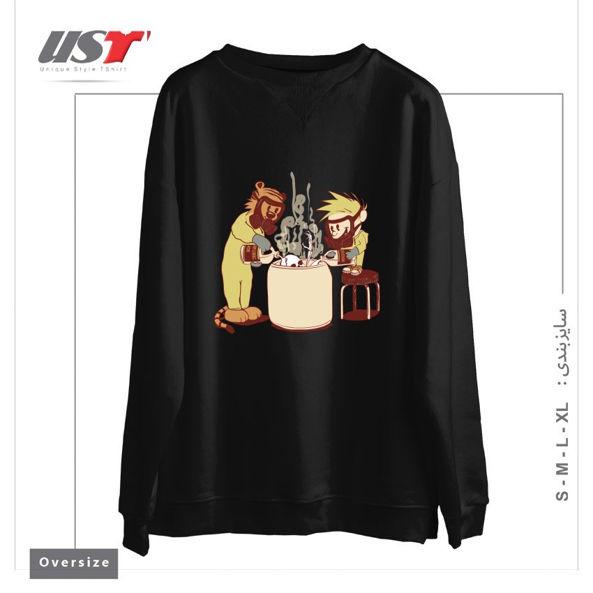 طرح (DIS)SOLVING THE MATTER سوییشرت اورسایزرنگ مشکی